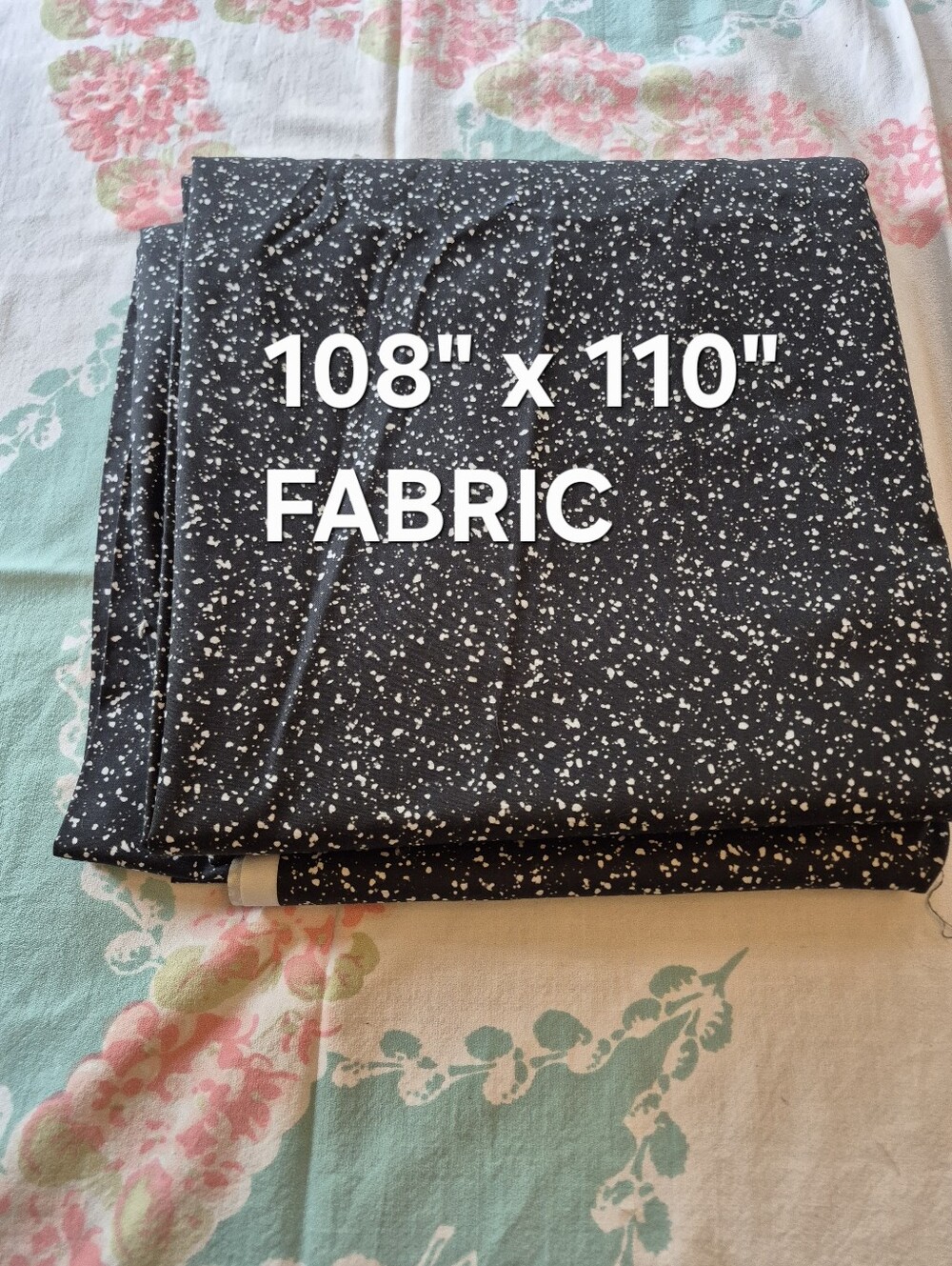 Black Speckled Fabric - White Fleck Print Great For Quilt Backs Or Drapes